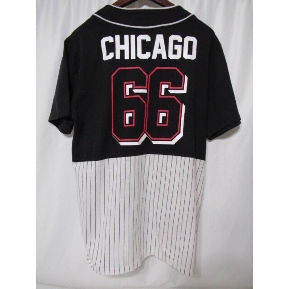 Chicago Bull NBA #66 Black White Snap Button Cotton Blend Jersey Size Youth L
